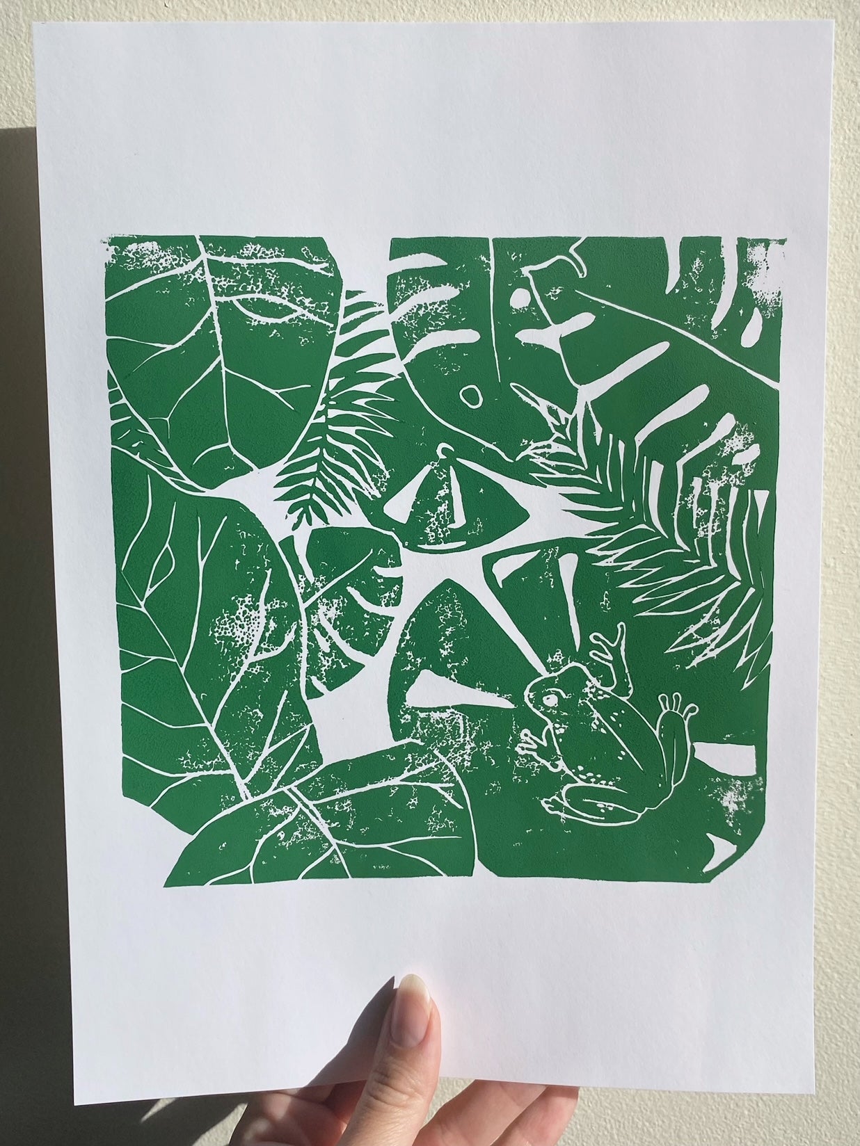 Jungle Frog Linoleum Print A4