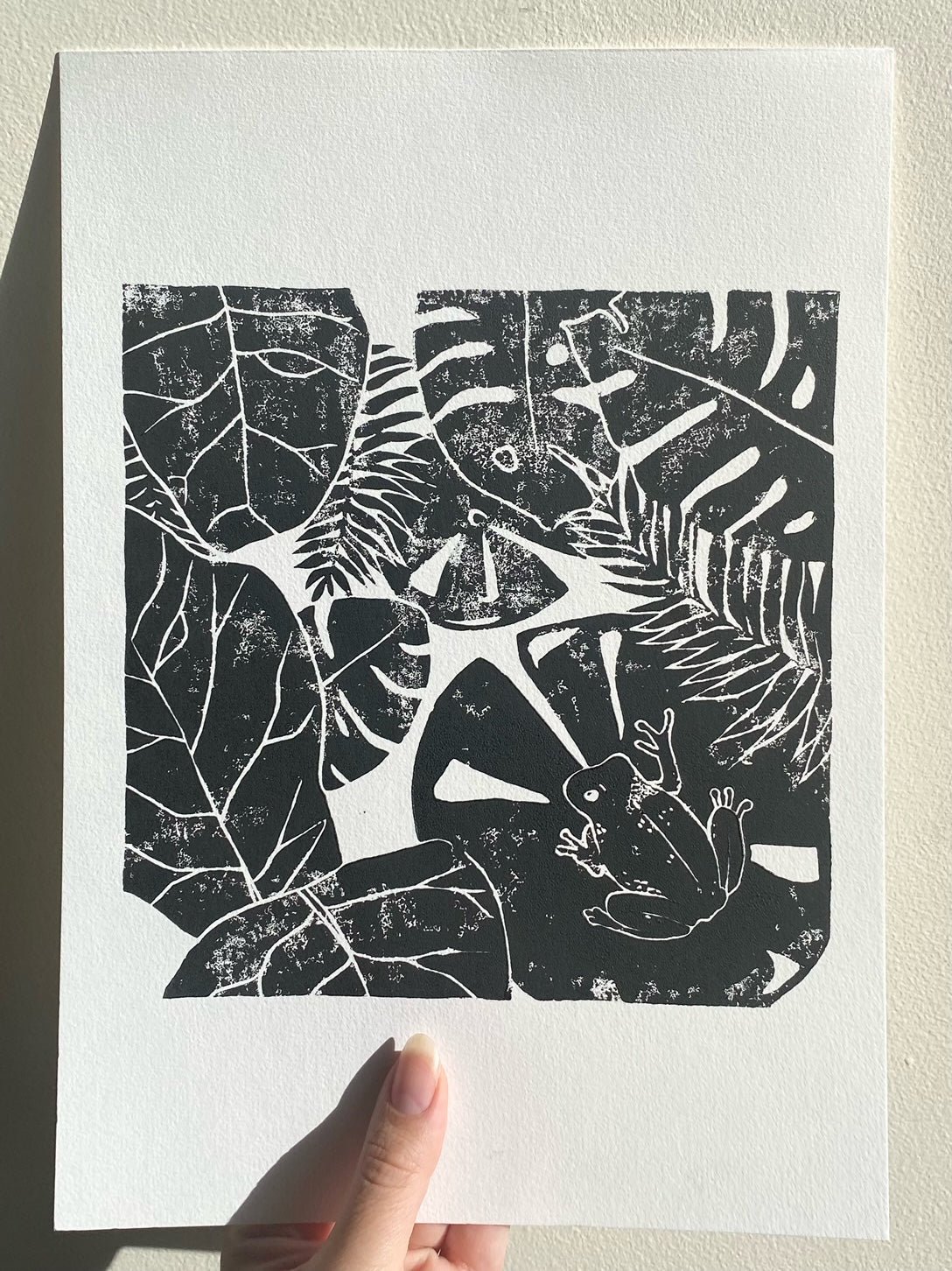 Jungle Frog Linoleum Print A4